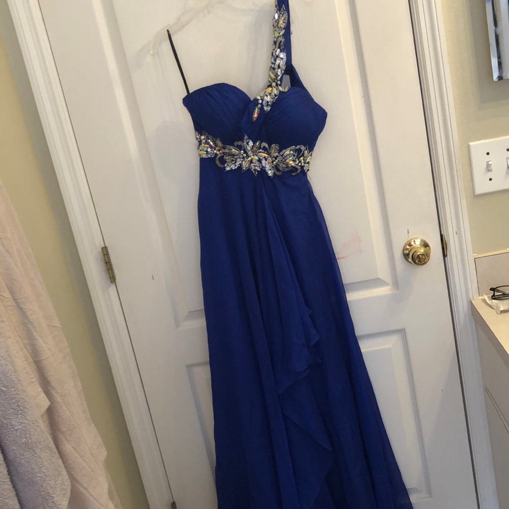 COPY - Alyce Royal Blue Beaded One-Shoulder Gown